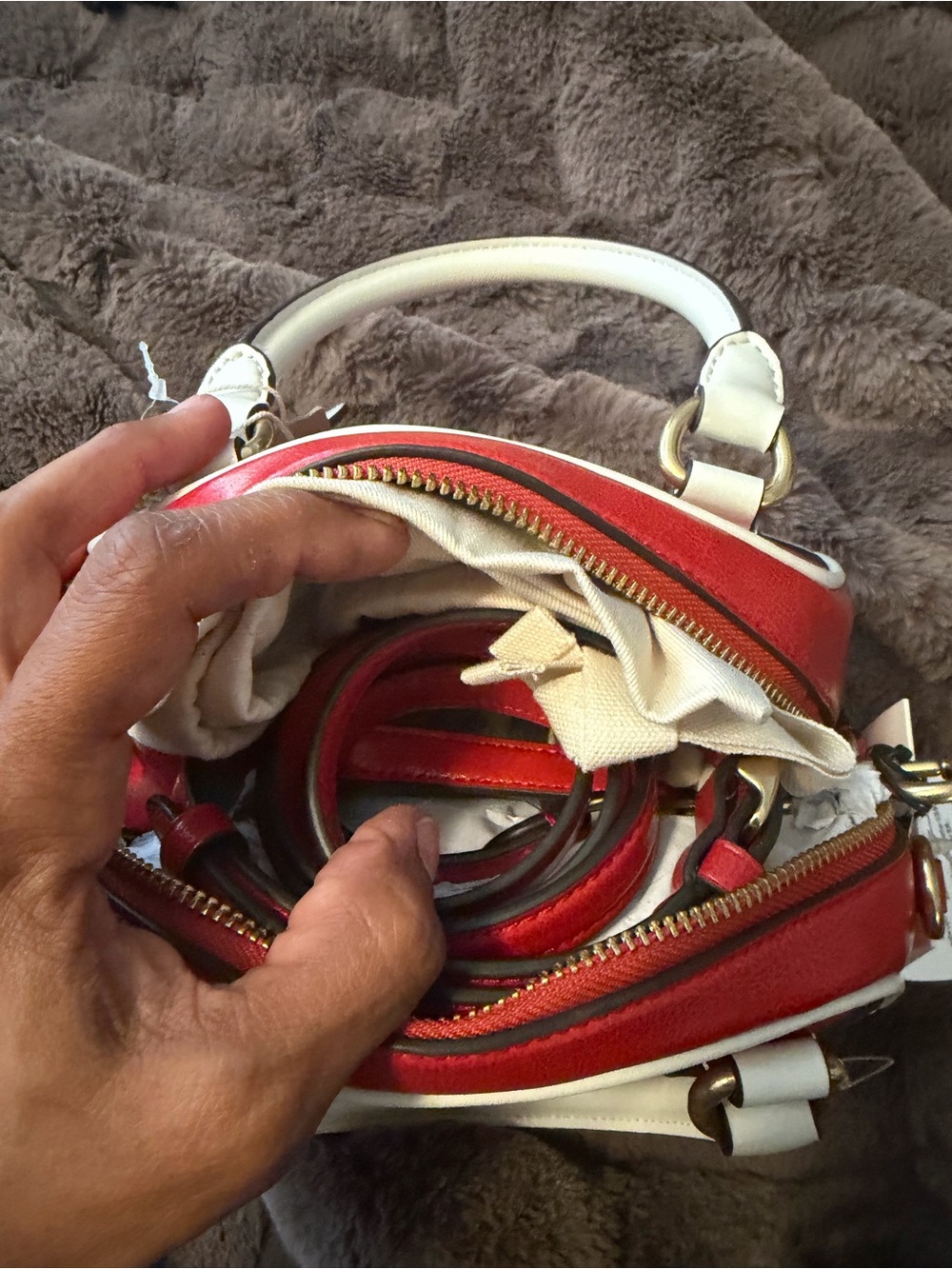 CoachtoTwo-Tone Red and White Mini Satchel - Picture 5 of 5
